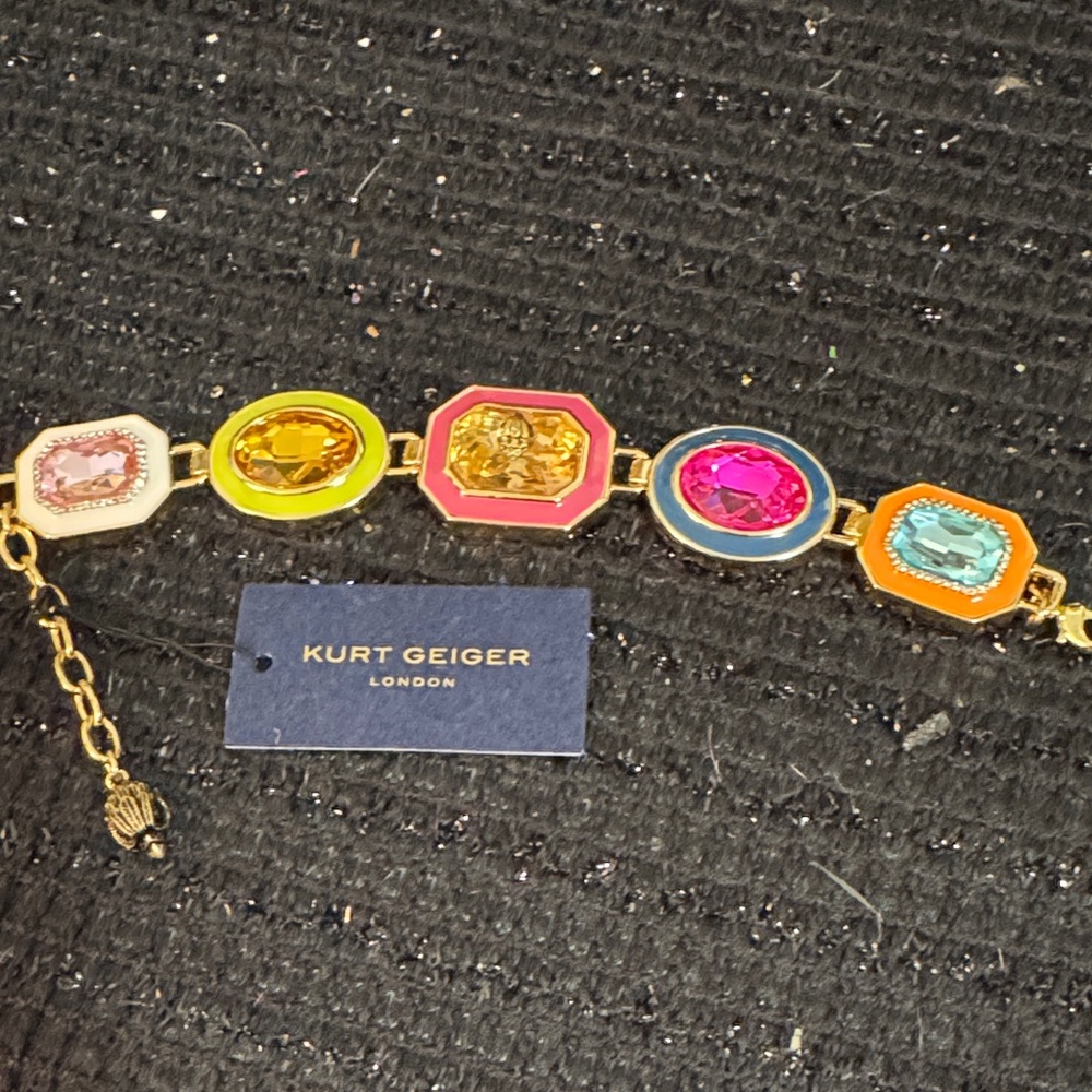 Kurt Geiger Gold-Tone Bracelet with Pink, Yellow, Teal, Orange and Cream Gems